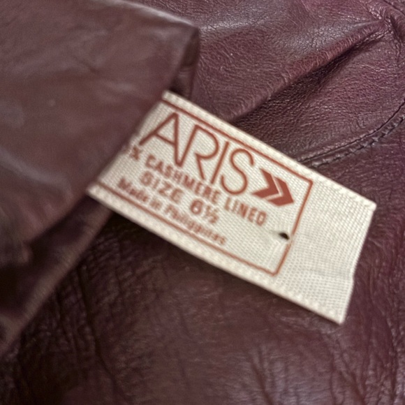 VTG Aris dark brown Leather  , cashmere Gloves size 6 half - Picture 4 of 7